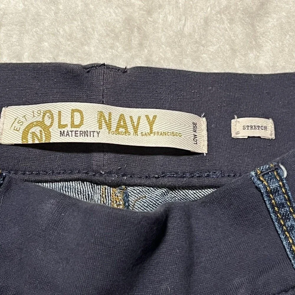 Old Navy Womens Maternity Blue Denim Capri Pants Stretch Low Rise Size Medium - Picture 7 of 11